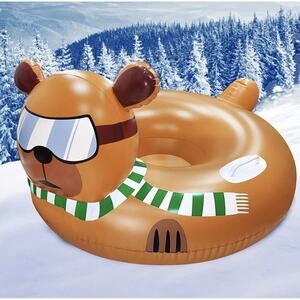 TURNMEON 51" Giant Bear Snow Tube Winter Inflatable Snow Sled for Kids & Adults